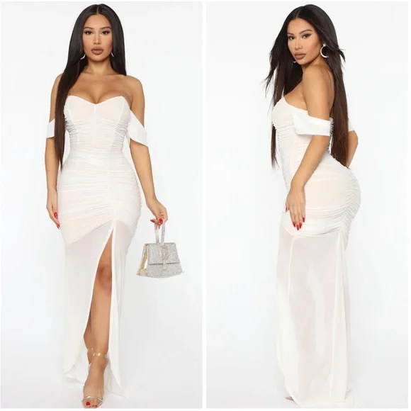 knee length dresses for ladies Rafaella Slinky and Mesh Maxi Dress / Lemon | Meshki main image 1